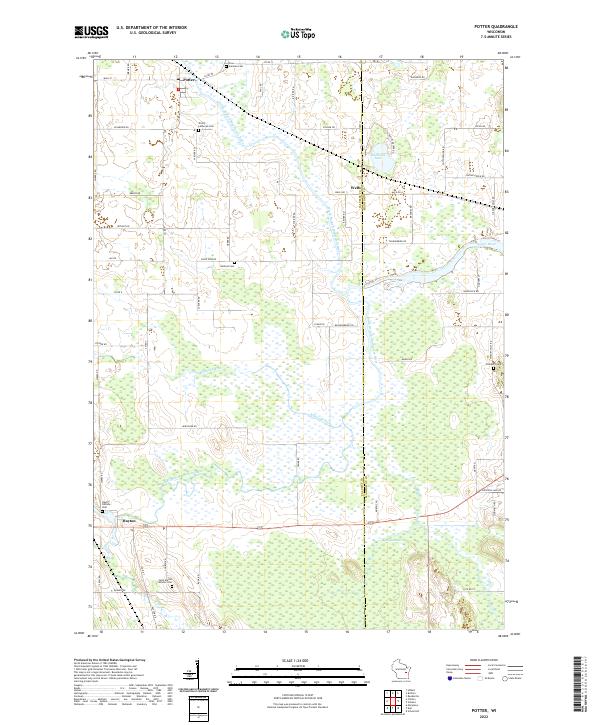 Potter, WI — USGS 7.5-minute topo (2022)