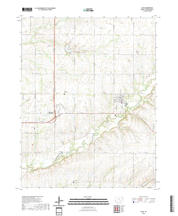 Leon, KS — USGS 7.5-minute topo (2022)