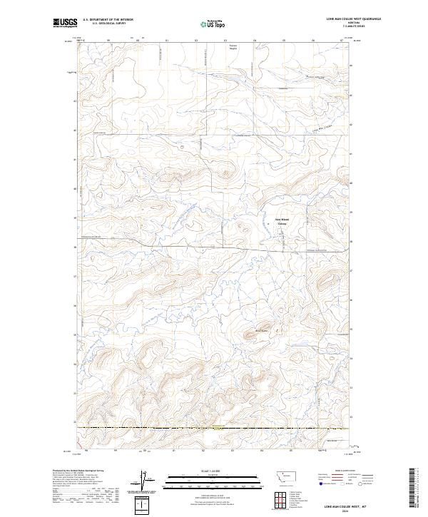 Lone Man Coulee West, MT — USGS 7.5-minute topo (2024)