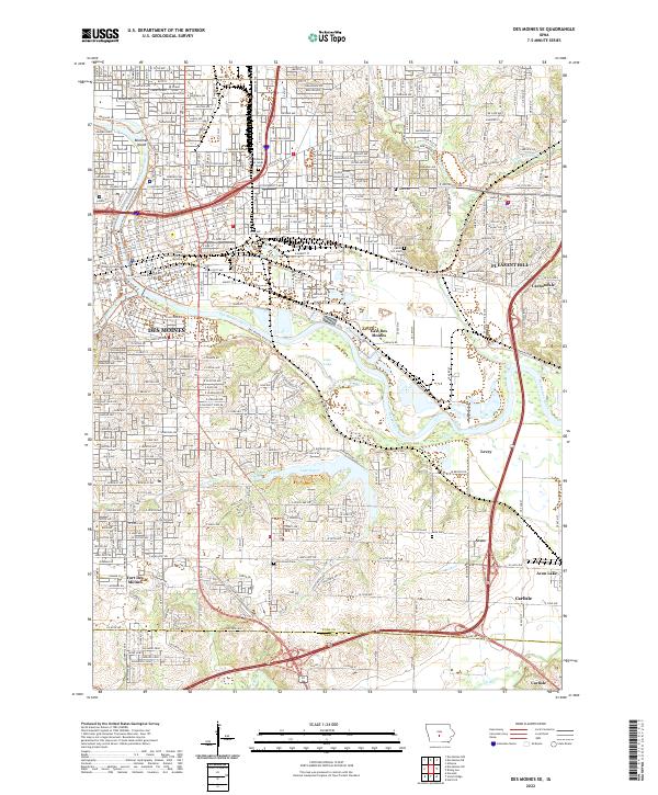 Des Moines SE, IA — USGS 7.5-minute topo (2022)