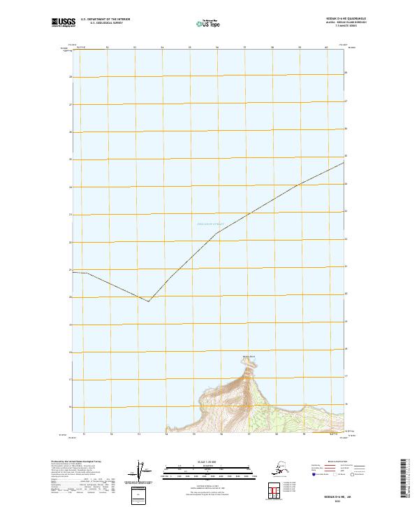 Kodiak D-6 NE, AK — USGS 7.5-minute topo (2021)