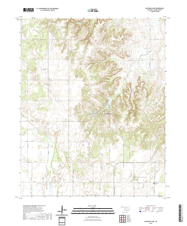 Watonga Lake, OK — USGS 7.5-minute topo (2022)