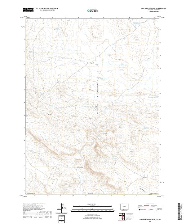 Cow Creek Reservoir SW, WY-CO — USGS 7.5-minute topo (2021)