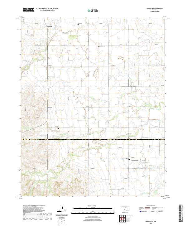 Homestead, OK — USGS 7.5-minute topo (2022)