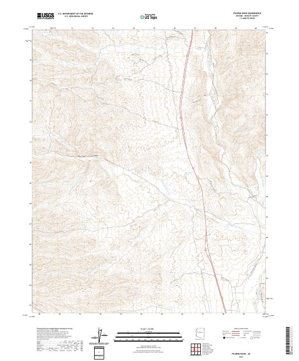 Pilgrim Wash, AZ — USGS 7.5-minute topo (2021)