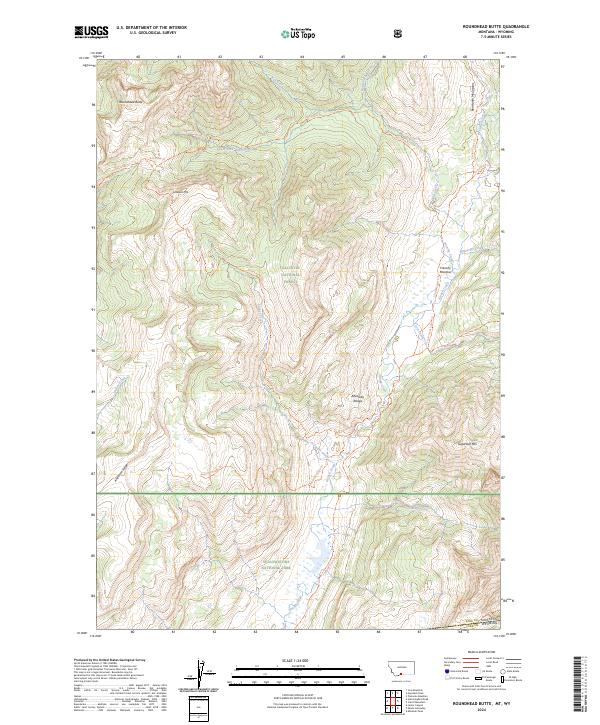 Roundhead Butte, MT-WY — USGS 7.5-minute topo (2024)
