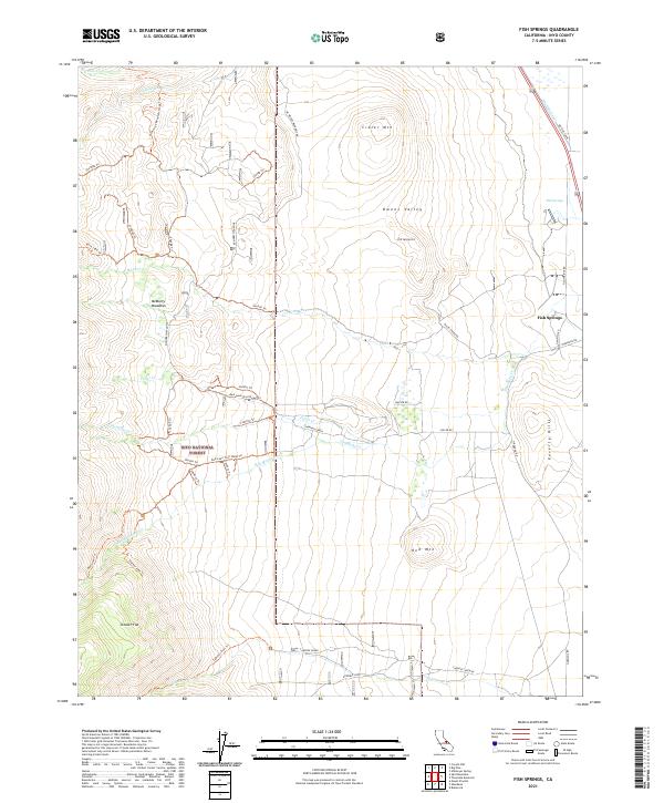 Fish Springs, CA — USGS 7.5-minute topo (2021)