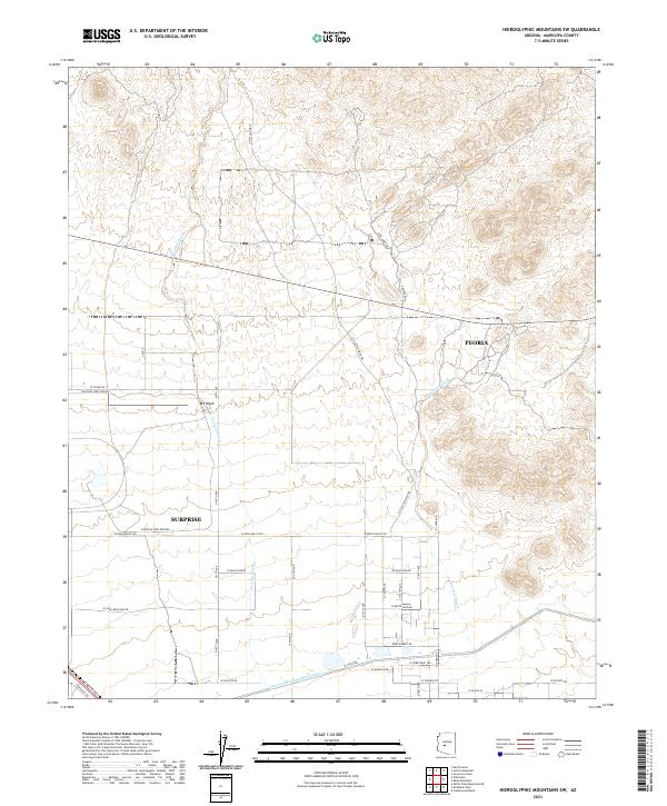 Hieroglyphic Mountains SW, AZ — USGS 7.5-minute topo (2021)