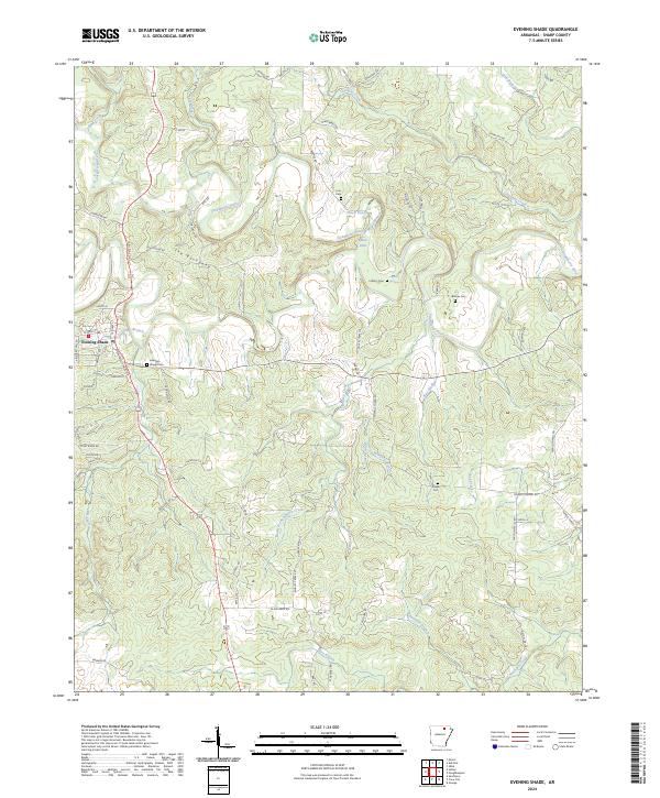 Evening Shade, AR — USGS 7.5-minute topo (2024)