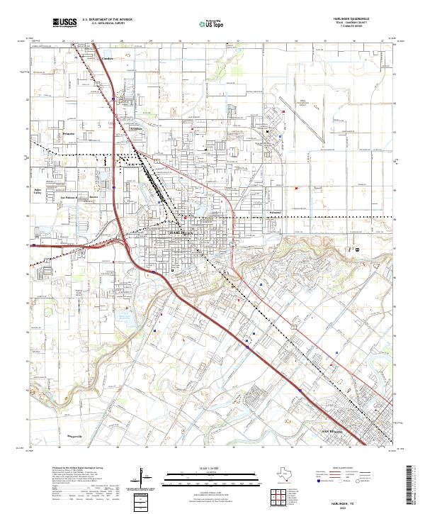 Harlingen, TX — USGS 7.5-minute topo (2022)