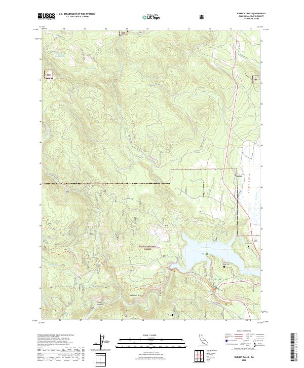 Burney Falls, CA — USGS 7.5-minute topo (2022)