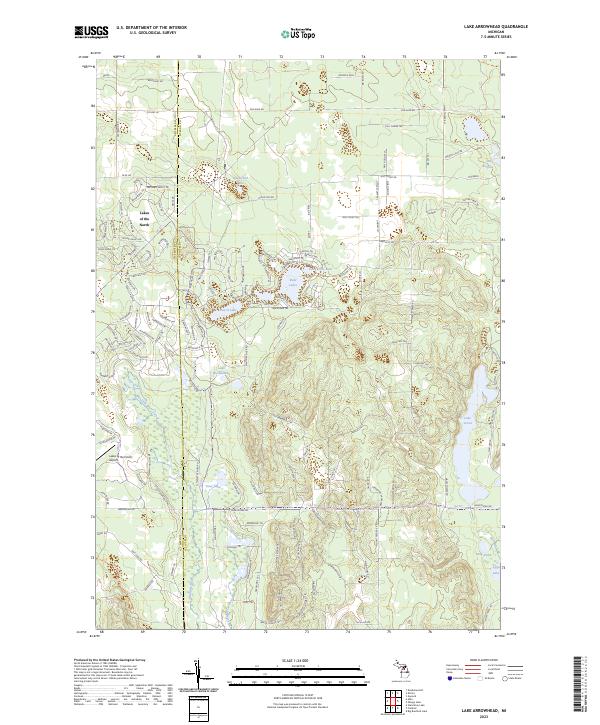 Lake Arrowhead, MI — USGS 7.5-minute topo (2023)