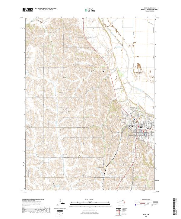 Blair, NE — USGS 7.5-minute topo (2021)
