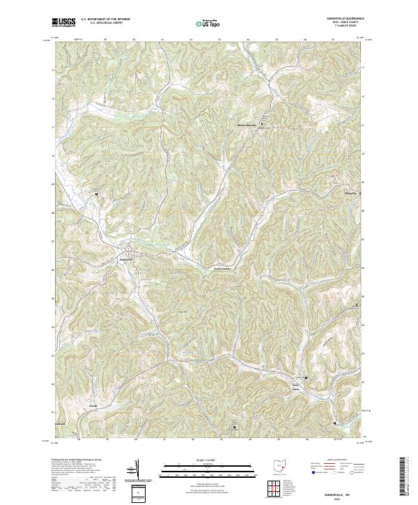 Sarahsville, OH — USGS 7.5-minute topo (2023)
