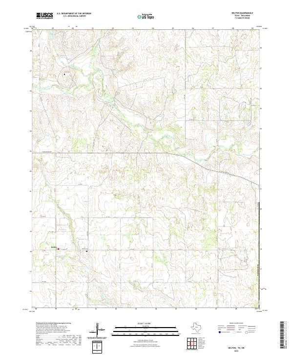 Kelton, TX-OK — USGS 7.5-minute topo (2022)