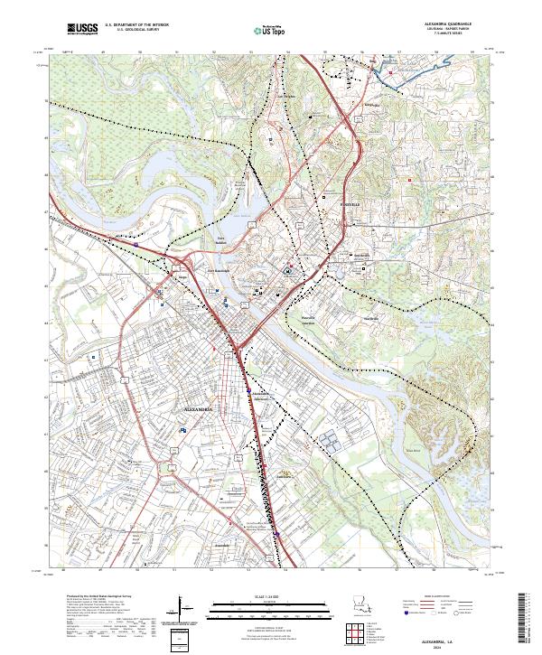 Alexandria, LA — USGS 7.5-minute topo (2024)