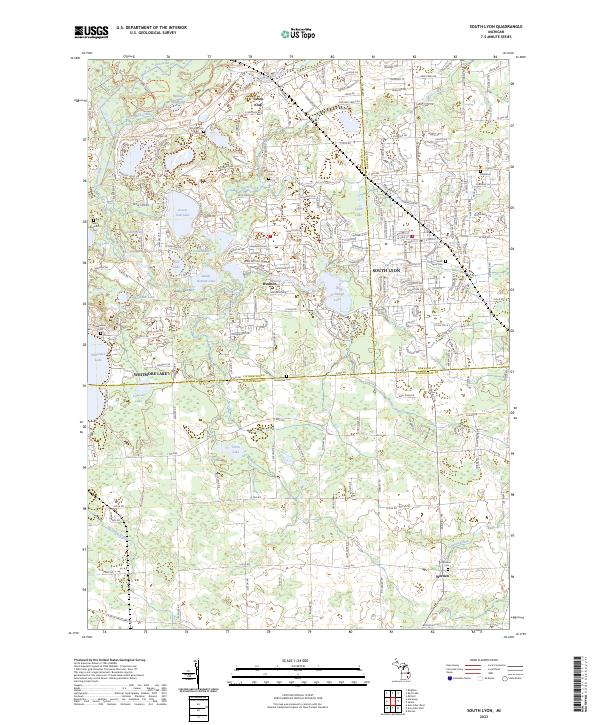 South Lyon, MI — USGS 7.5-minute topo (2023)
