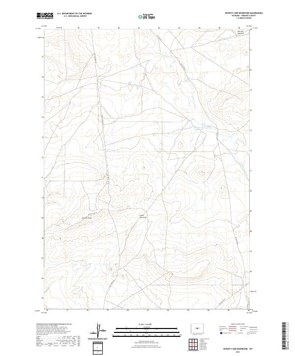 Seventy One Reservoir, WY — USGS 7.5-minute topo (2021)