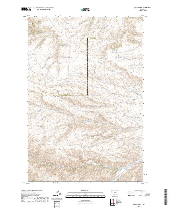 Cow Face Hill, MT — USGS 7.5-minute topo (2024)