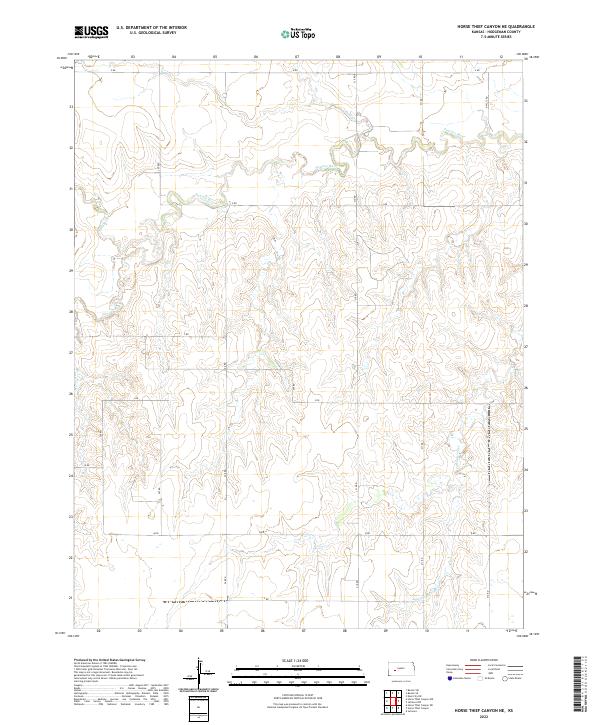 Horse Thief Canyon NE, KS — USGS 7.5-minute topo (2022)