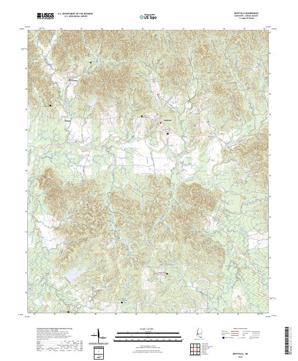 Dentville, MS — USGS 7.5-minute topo (2024)