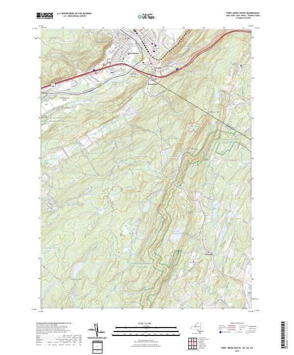 Port Jervis South, NY-NJ-PA — USGS 7.5-minute topo (2023)