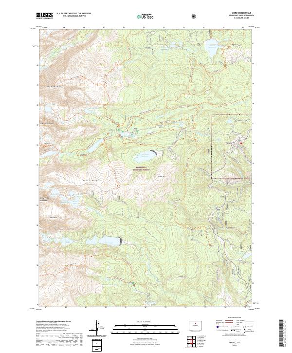 Ward, CO — USGS 7.5-minute topo (2022)