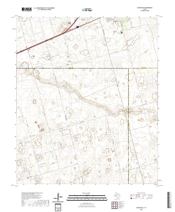 Stanton SE, TX — USGS 7.5-minute topo (2022)