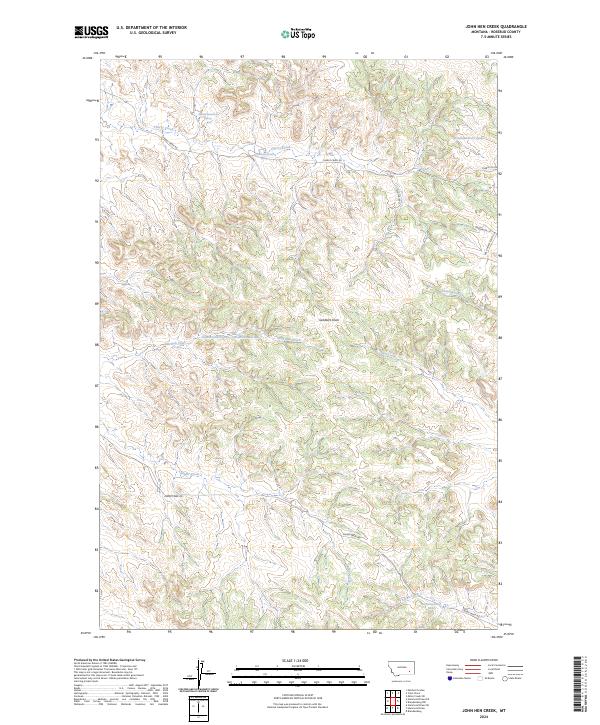John Hen Creek, MT — USGS 7.5-minute topo (2024)