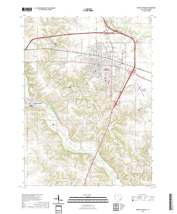 Mount Pleasant, IA — USGS 7.5-minute topo (2022)