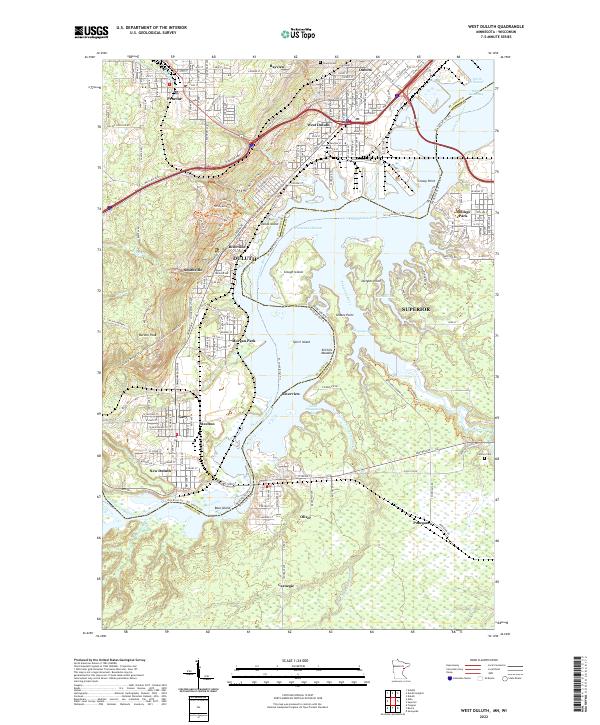 West Duluth, MN-WI — USGS 7.5-minute topo (2022)