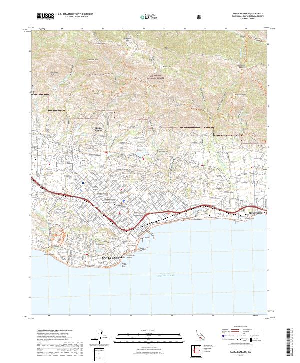 Santa Barbara, CA — USGS 7.5-minute topo (2022)