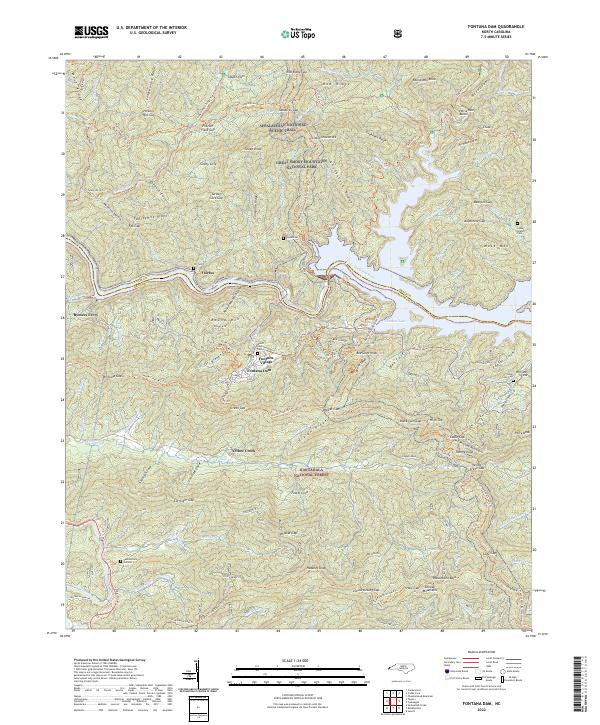 Fontana Dam, NC — USGS 7.5-minute topo (2022)