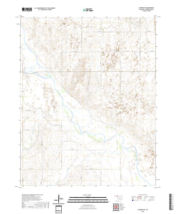 Laverne NE, OK — USGS 7.5-minute topo (2022)