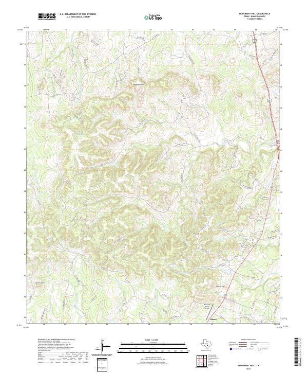 Monument Hill, TX — USGS 7.5-minute topo (2022)