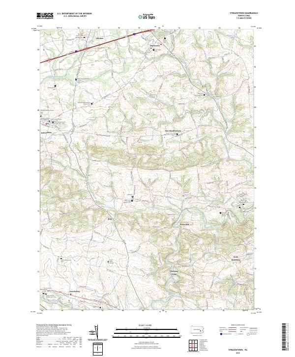 Strausstown, PA — USGS 7.5-minute topo (2023)