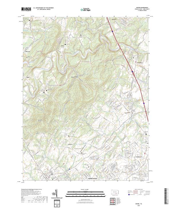 Dover, PA — USGS 7.5-minute topo (2023)