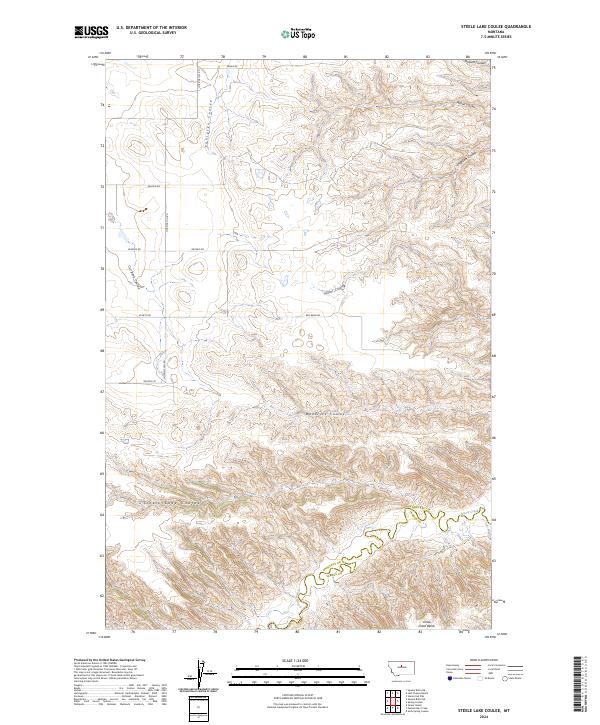Steele Lake Coulee, MT — USGS 7.5-minute topo (2024)