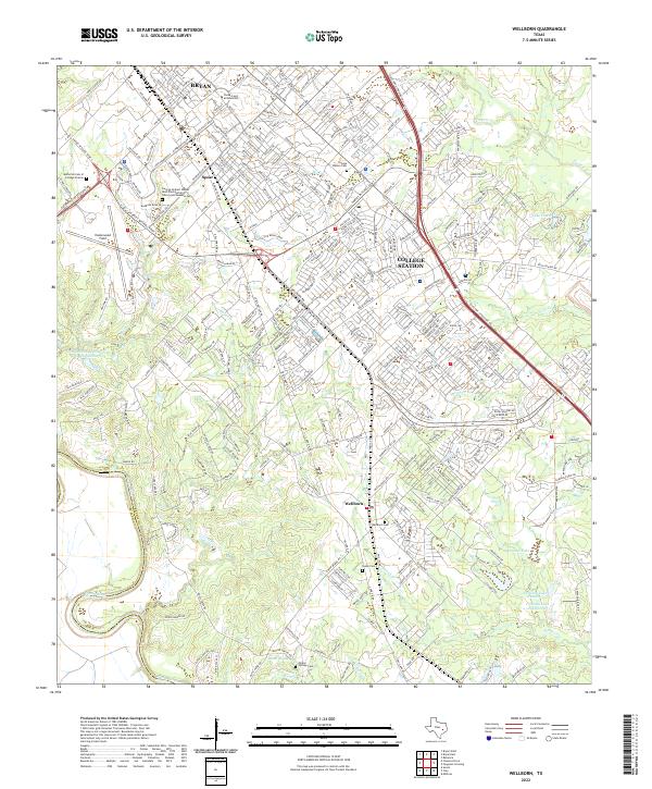 Wellborn, TX — USGS 7.5-minute topo (2022)