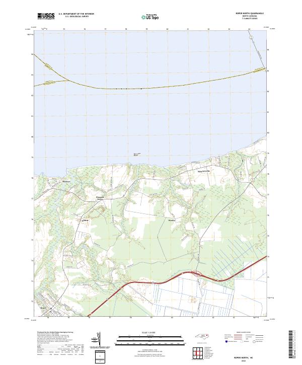 Roper North, NC — USGS 7.5-minute topo (2022)