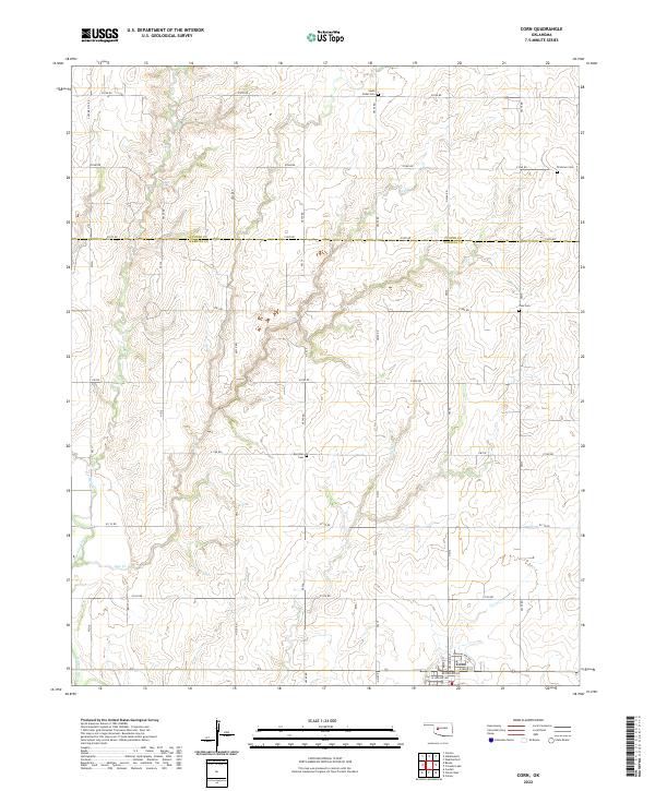 Corn, OK — USGS 7.5-minute topo (2022)