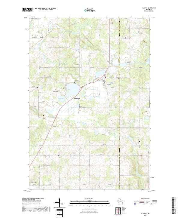 Clayton, WI — USGS 7.5-minute topo (2022)