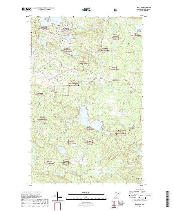 Tom Lake, MN — USGS 7.5-minute topo (2022)