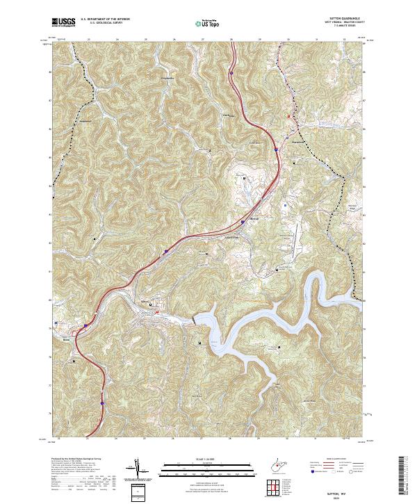 Sutton, WV — USGS 7.5-minute topo (2023)
