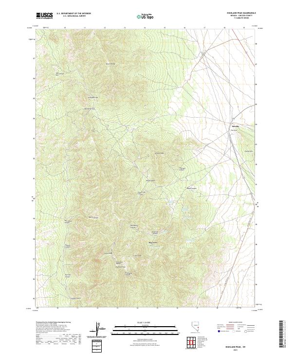 Highland Peak, NV — USGS 7.5-minute topo (2021)