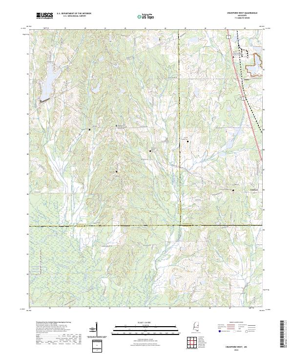 Crawford West, MS — USGS 7.5-minute topo (2024)