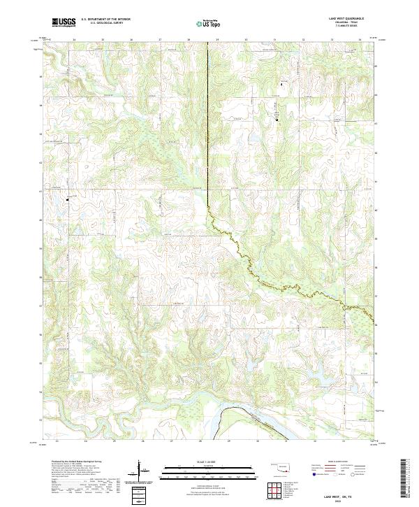 Lake West, OK-TX — USGS 7.5-minute topo (2022)
