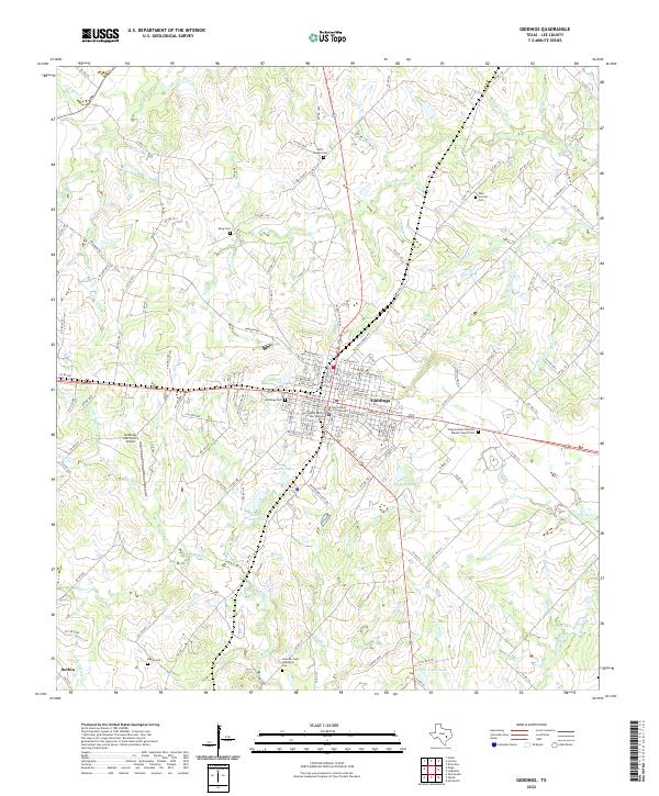 Giddings, TX — USGS 7.5-minute topo (2022)
