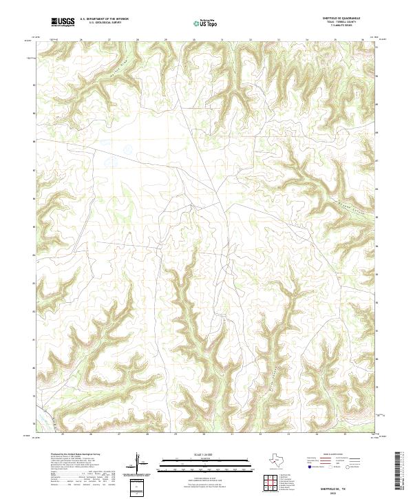 Sheffield SE, TX — USGS 7.5-minute topo (2022)