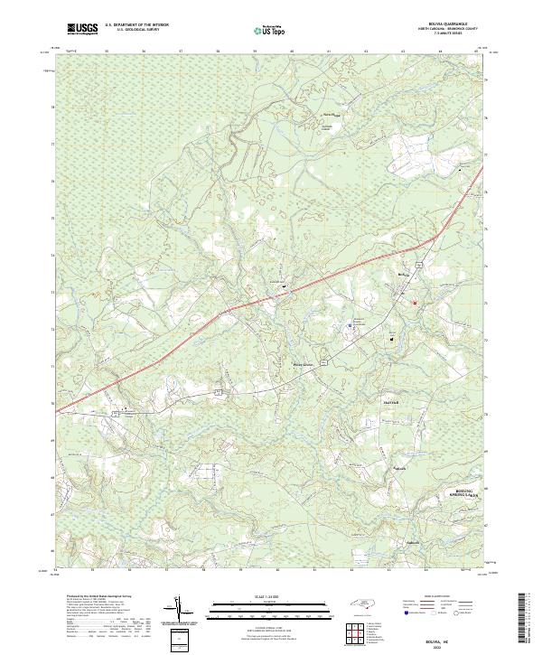 Bolivia, NC — USGS 7.5-minute topo (2022)